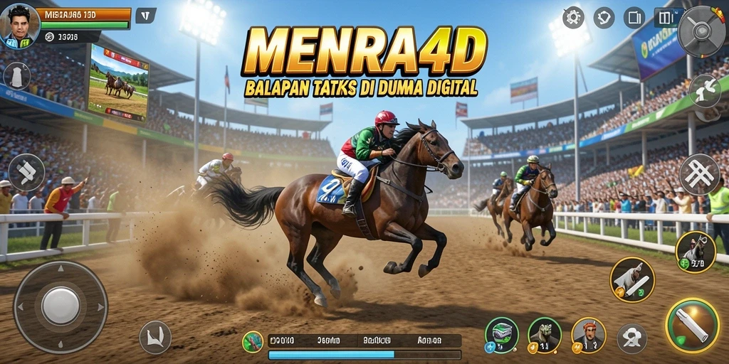 Tangkapan layar gameplay MENARA4D yang menampilkan aksi balapan yang mendebarkan.
